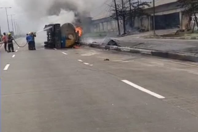 LASTMA Prevents Major Disaster as Petrol Tanker Overturns at Iyana-Isolo IMG 20250831 WA0106 645x430